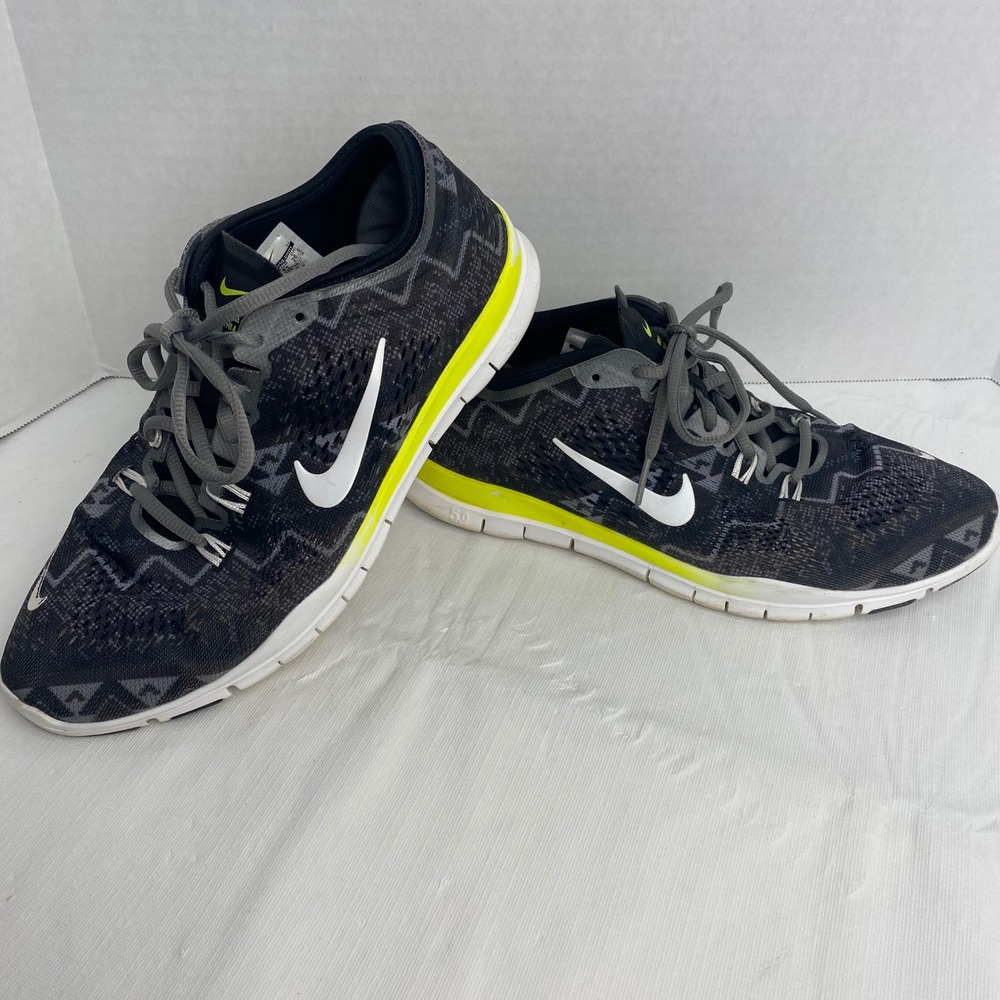 Nike Free TR Fit 4 Training Shoes Womens 9.5 Black Volt Grey Mesh 629832-008 Gym